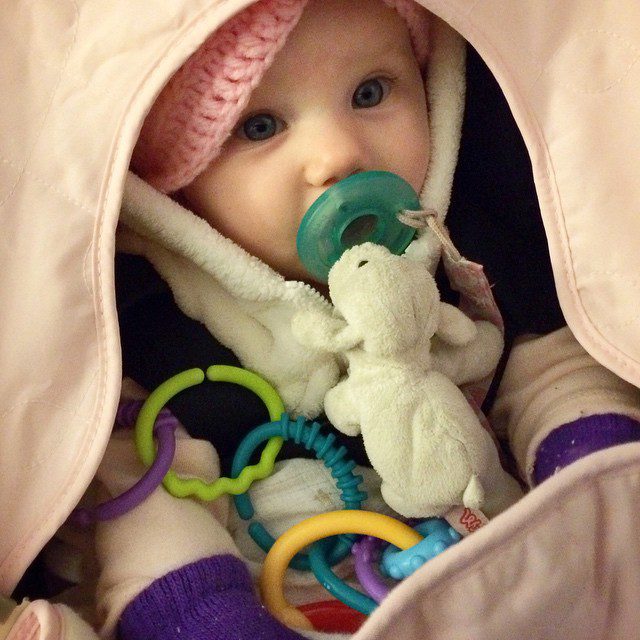 How to winterize your baby by @sarcifx. “Mom, I can’t put my arms down!”