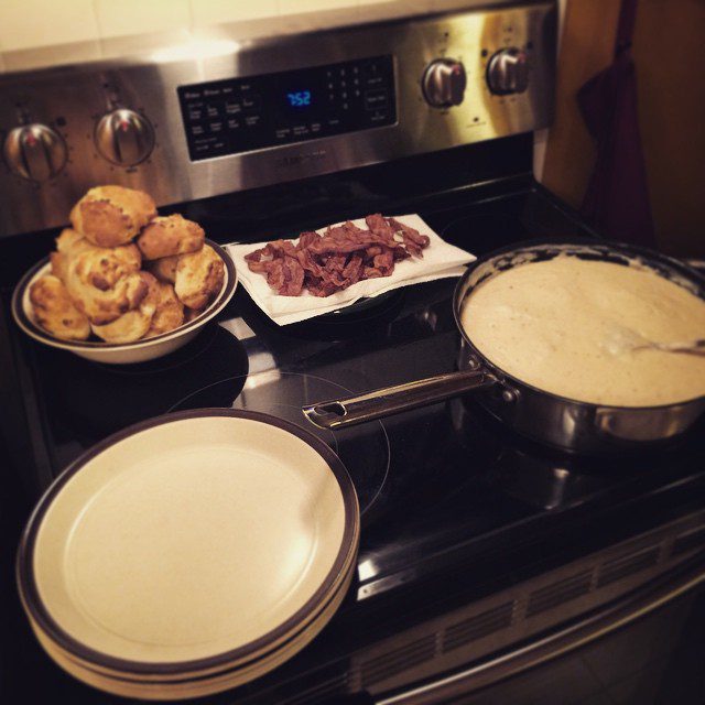 Biscuits & gravy! A consolation prize for missing family Christmas dinner. Illness is no fun.