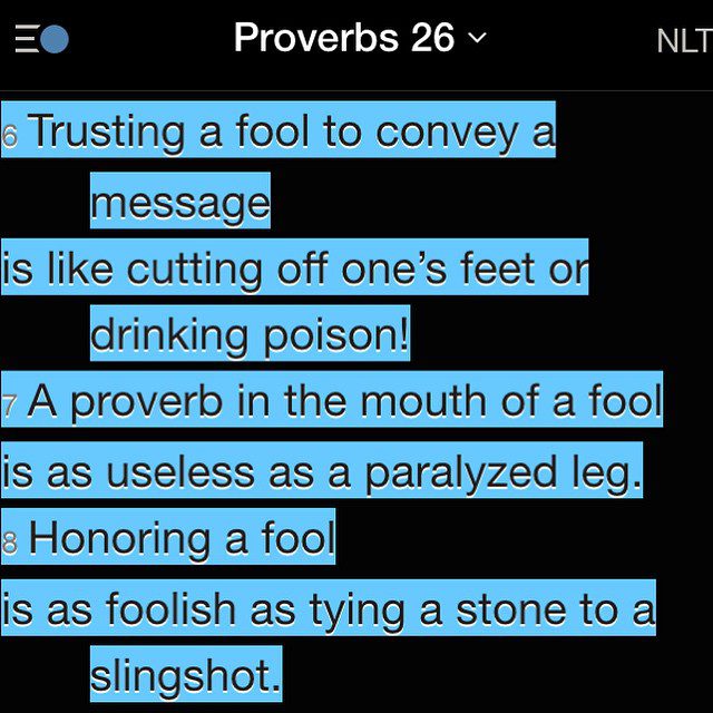 The harsh truth about fools! #WiseWords from #Proverbs 26.