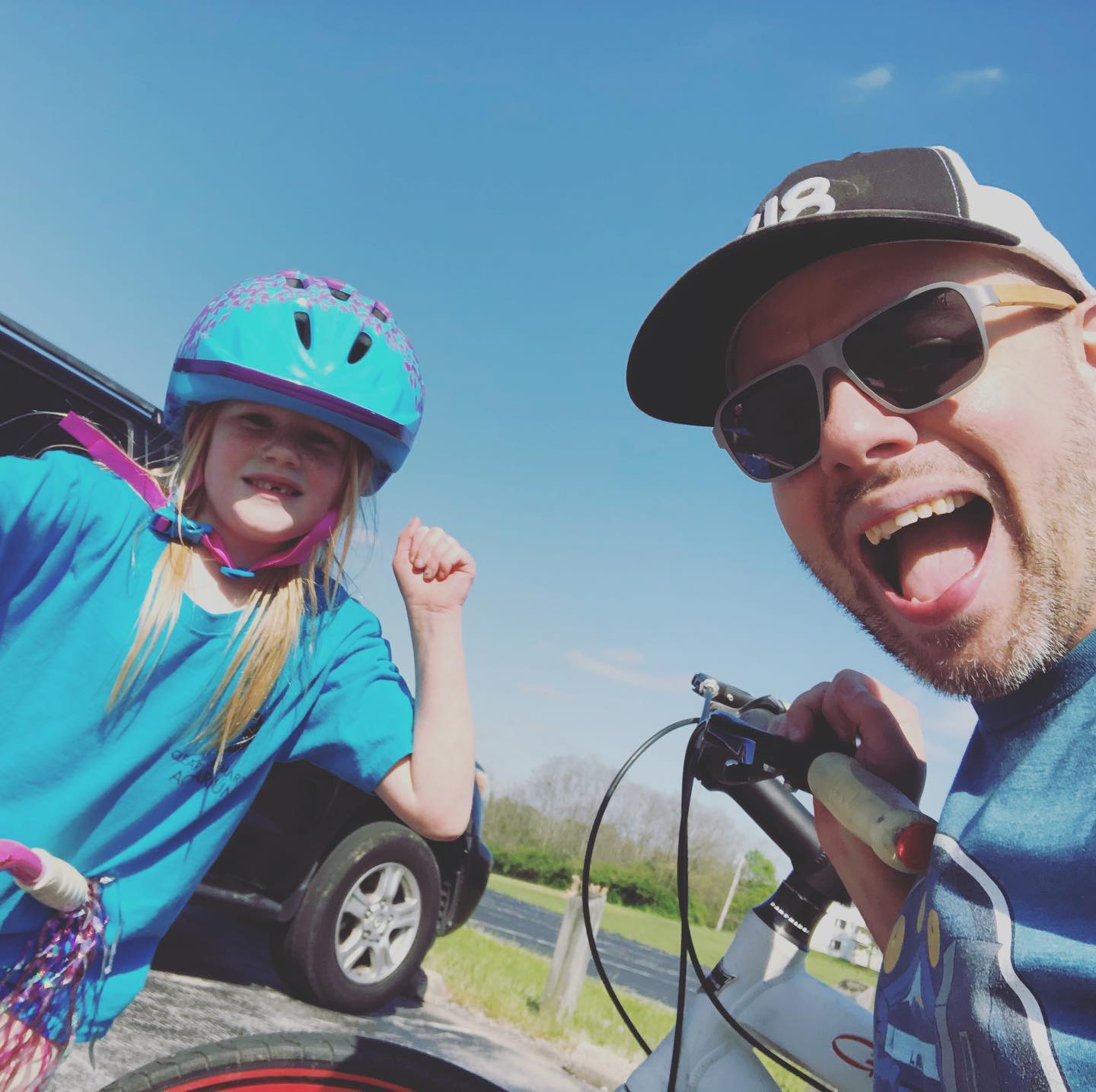 Just getting our daily outdoor rec time! #DadDaughter #Biking